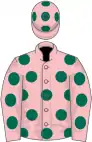 Pink, dark green spots