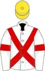 White, Red cross belts and armlets, Yellow cap