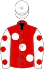 Red, large white spots, white sleeves, red spots, white cap