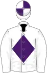 WHITE, purple diamond, quartered cap