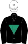 Black, emerald green inverted triangle, white cap