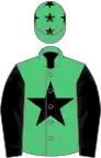 Emerald green, black star, sleeves and stars on cap