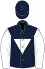 Dark blue, white inverted triangle and sleeves