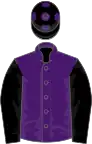 PURPLE, black sleeves, black cap, purple spots