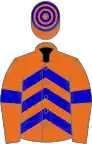 Orange, blue chevrons and armlets, hooped cap