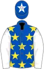 ROYAL BLUE, yellow stars, white sleeves, royal blue cap, white star