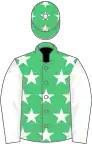 Emerald green, white stars, white sleeves, em green cap, white stars