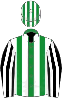 Green and white stripes, black and white striped sleeves