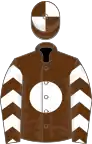 Brown, white disc and chevrons on sleeves, quartered cap