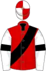 Red, black sash, white sleeves, black armlets, red and white quartered cap