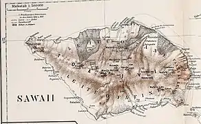 Topographical map of the Savai'i - published 1910, shewing the lava fields since 1905