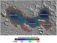 Features around Eridania Sea labeled