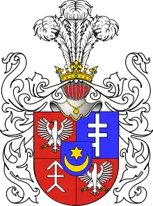 Coat of arms of Prokop Sieniawski, a combination with the coat of arms Chodkiewicz of his wife