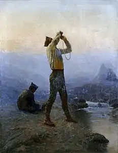 Soldier drinking water