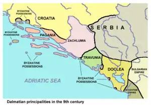 Travunia in 9th century