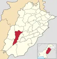 Map of Punjab with Muzaffargarh District highlighted