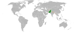 Map indicating locations of Pakistan and Nepal