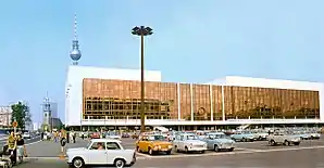 Palast der Republik in 1977 with the Fernsehturm in the background