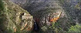 Panorama photo of Morialta Conservation Park, including falls.