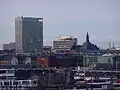 A view of the hotel on the left and to its right the Copenhagen Central Station