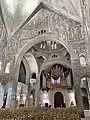 A view of the nave over the organ. Wall fresco by Nicholas Untersteller.