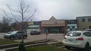 Parkway Mall entrance at Pharmacy Avenue