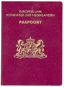 Dutch passport cover as issued 2006