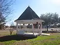 A pavilion in the downtown park in Dilley