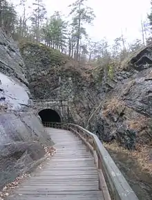 Eastern entrance to the Paw Paw Tunnel on the C&O Canal towpath in Maryland.