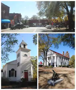 Top, left to right: Downtown Pendleton, Saint Paul's Episcopal Church, Farmers Hall