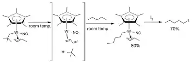 C–H activation of pentane, as seen in Ledgzdins et al., J. Am. Chem. Soc. 2007; 129, 5372–3.