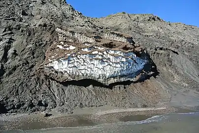 Permafrost and ice in Herschel Island, Canada, 2012