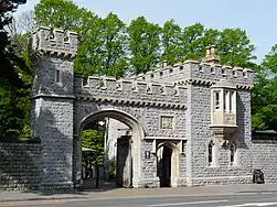 Entrance in Castle Street (with the Grade II* listed West Lodge Gate to the right)