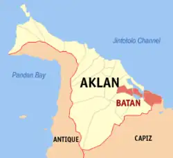 Map of Aklan with Batan highlighted