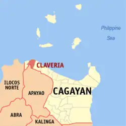 Map of Cagayan with Claveria highlighted