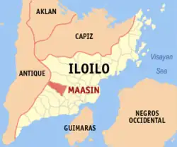 Map of Iloilo with Maasin highlighted