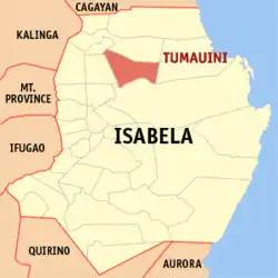 Map of Isabela with Tumauini highlighted