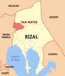 Map of Rizal with San Mateo highlighted