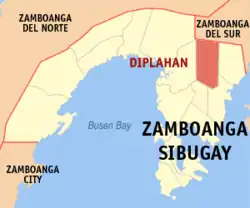 Map of Zamboanga Sibugay with Diplahan highlighted