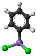 Ball-and-stick model of the phenyldichloroarsine molecule