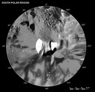 Map of Phoebe's south polar region