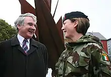 O'Brien as a Commandant, with then-Defence Minister Willie O'Dea before deploying to Chad in 2009