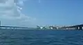 Pigeon Key, from the east. Old Seven Mile Bridge on right, new one on left