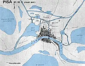 Map of Pisa in the 11th century