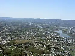 Aerial view of Greater Pittston. Pittston City can be seen on the right (along the Susquehanna River).