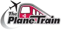 The Plan Train logo, showing an illustrated red train car with a jet taking off in the background