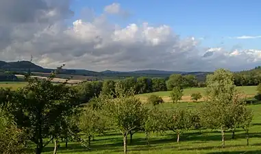 View of the Pleß and Stoffelskuppe (left) from the south