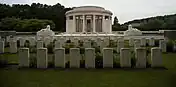 Ploegsteert Memorial to the Missing and Berks Cemetery Extension as seen from the Hyde Park Corner (Royal Berks) Cemeteryacross the road