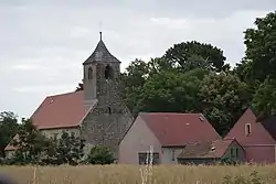 View of Pogwizdów with the Exaltation of the Holy Cross church