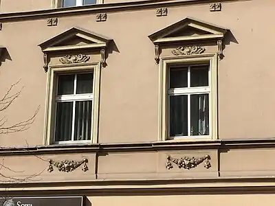 Details of festoons and pediment